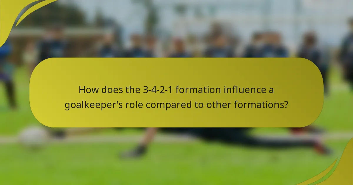 How does the 3-4-2-1 formation influence a goalkeeper's role compared to other formations?